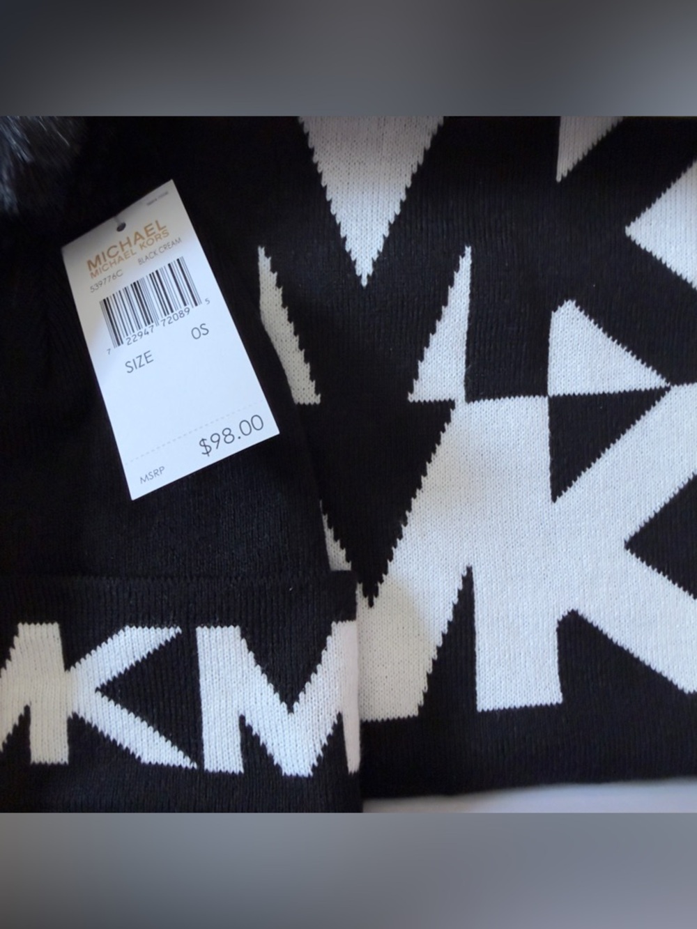 Michael Kors Hat & Scarf Gift Set NWT Black White - Picture 2 of 4